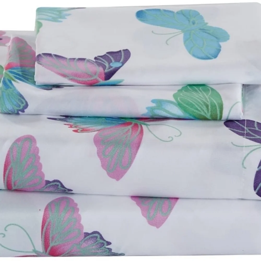 5 pc Twin Reversible Comforter Set Butterfly